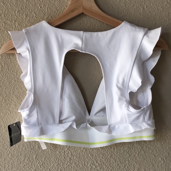 NWT Free People Movement Sanctuary White Sports Bra with Ruffles Size M - Picture 3 of 5
